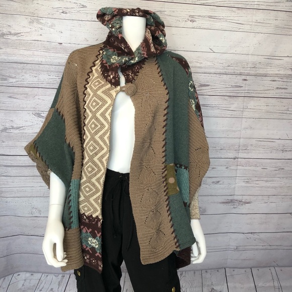 Anthropologie Sweaters - Anthro Sleeping on Snow Patchwork Cape